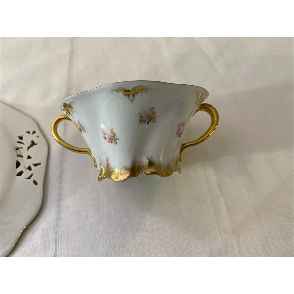 Antique Dresden 28936 demitasse cup and saucer, hand painted (not matching)